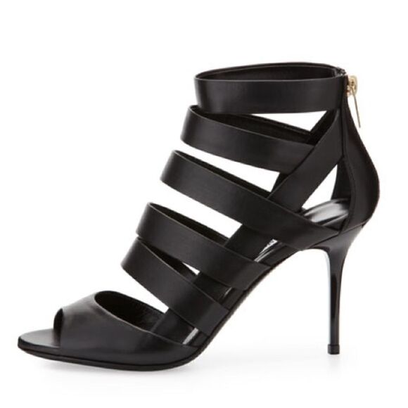 Jimmy Choo Duran Strappy Caged Bootie in Black Leather - Picture 1 of 16